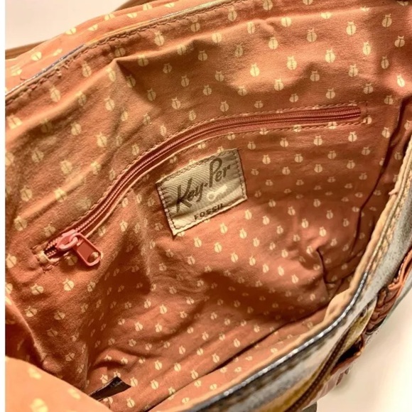 Fossil Key Per Crossbody Bag Purse Coated Canvas Fall Floral Flower Shoulder Bag - Picture 9 of 10